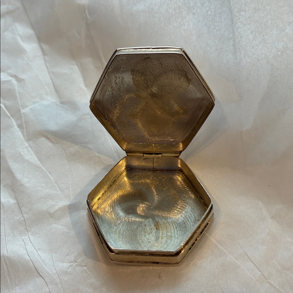 Hexagonal Sterling Silver Pill Box - image 1